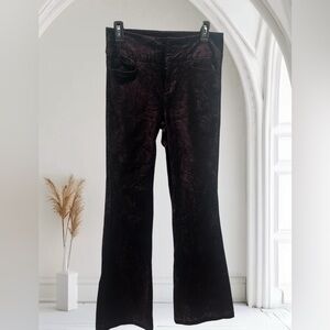 PAIGE flared leg, velvet retro ladies pants, cherry, size 28, long length